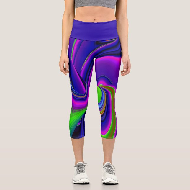 Summerrainbow , Abstrakt 3D Rainbowart Capri Leggings (Vorderseite)