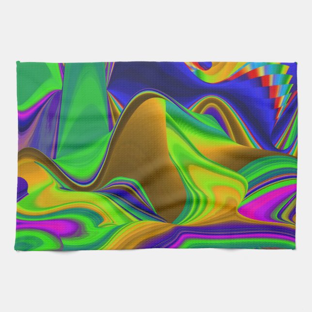 Summerrainbow , Abstrakt 3D Rainbowart Geschirrtuch (Horizontal)
