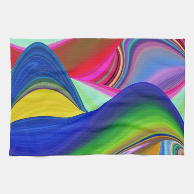 Summerrainbow , Abstrakt 3D Rainbowart Geschirrtuch (Horizontal)