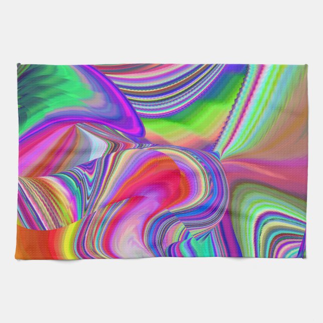 Summerrainbow , Abstrakt 3D Rainbowart Geschirrtuch (Horizontal)