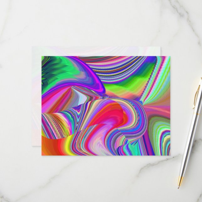 Summerrainbow , Abstrakt 3D Rainbowart RSVP Karte (Vorderseite/Rückseite Beispiel)