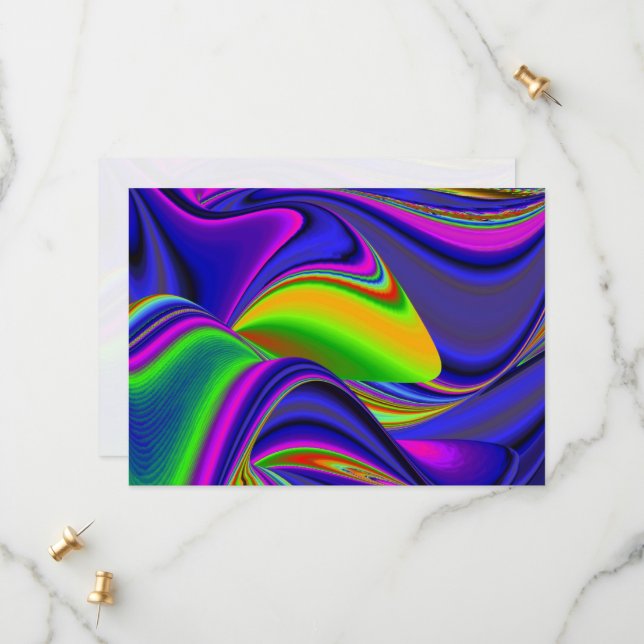 Summerrainbow , Abstrakt 3D Rainbowart Save The Date (Vorderseite/Rückseite Beispiel)
