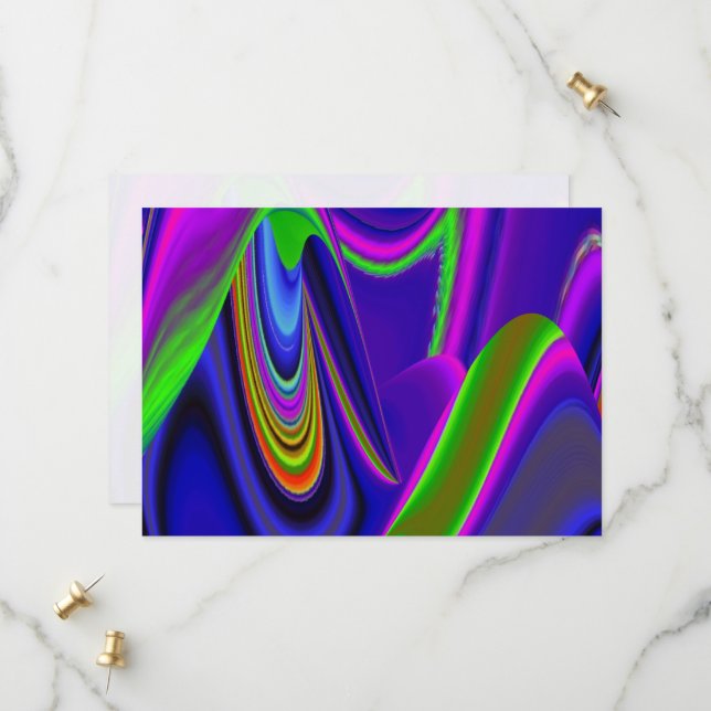 Summerrainbow , Abstrakt 3D Rainbowart Save The Date (Vorderseite/Rückseite Beispiel)