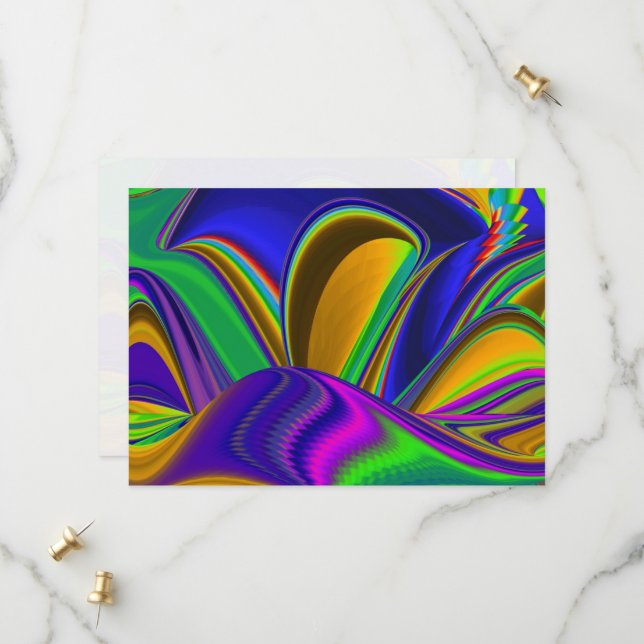 Summerrainbow , Abstrakt 3D Rainbowart Save The Date (Vorderseite/Rückseite Beispiel)