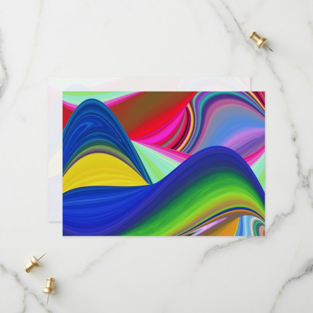 Summerrainbow , Abstrakt 3D Rainbowart Save The Date (Vorderseite/Rückseite Beispiel)