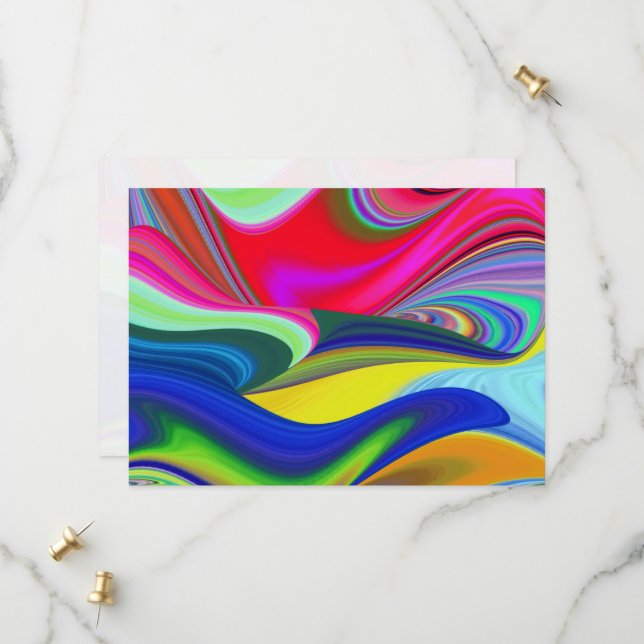 Summerrainbow , Abstrakt 3D Rainbowart Save The Date (Vorderseite/Rückseite Beispiel)