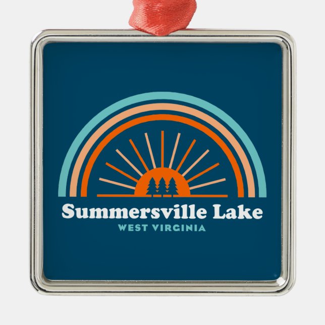 Summersville Lake West Virginia Rainbow Ornament Aus Metall (Vorne)