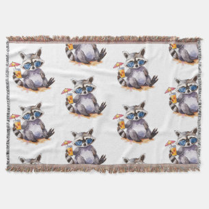 Summertime Beach Raccoon Aquarell Decke