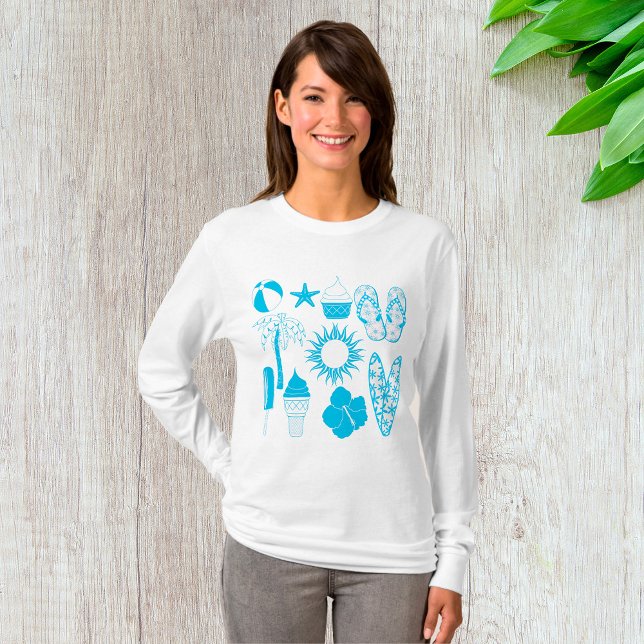 Summertime Icons Womens Long Sleeve T-Shirt (Von Creator hochgeladen)