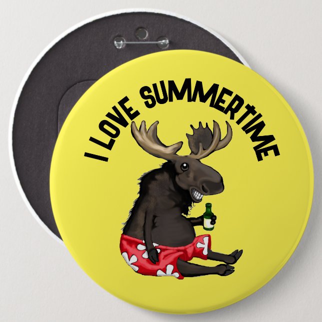Summertime Moose Button Abzeichen (Vorne & Hinten)
