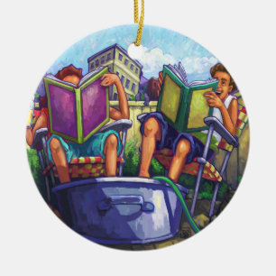 Summertime Reading Keramik Ornament