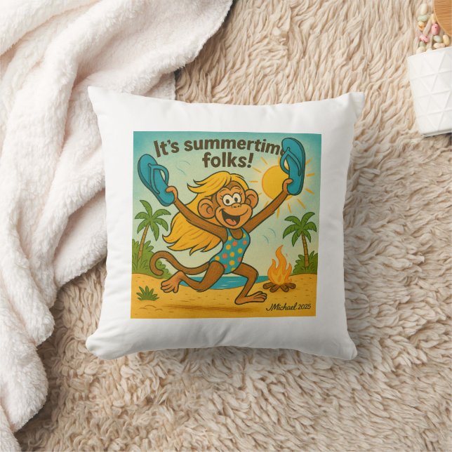 Summertime Vibes: Affe mit Flipflops Kissen (Decke)