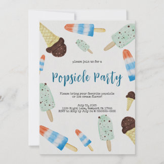 Summertime Watercolor Popsicle Party Invitation Einladung