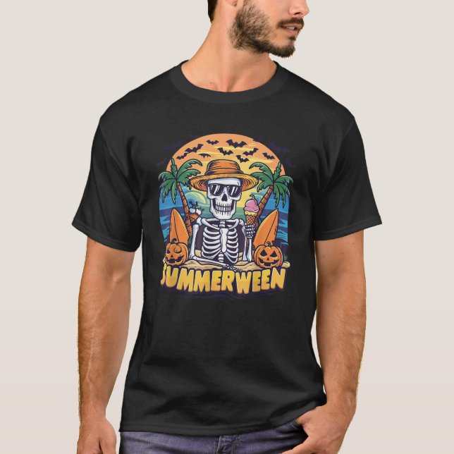 Summerween Beach Bash Funny Summer Funny Halloween T-Shirt (Vorderseite)
