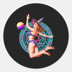 Summerween Beach Ll Button-up Y HexenHalloween Mag Runder Aufkleber