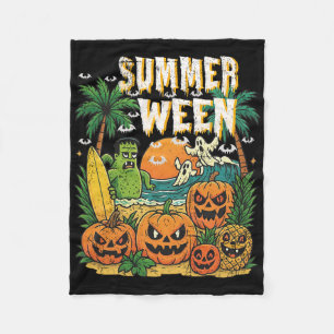 Summerween Beach Pumpkins Ghosts Surf Halloween Vi Fleecedecke