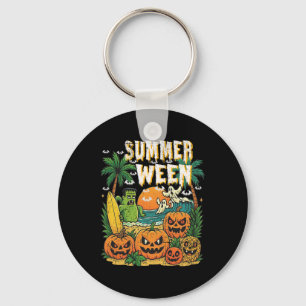 Summerween Beach Pumpkins Ghosts Surf Halloween Vi Schlüsselanhänger