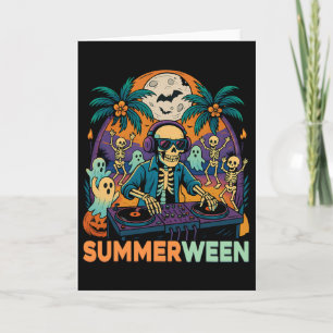 Summerween Dj Skeleton Beach Party Halloween Music Karte