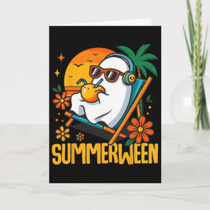 Summerween Funny Ghost Halloween Summer Beach Vibe Karte