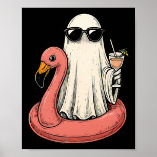 Summerween-Geist mit Flamingo-Schwimmhilfe Damen H Poster