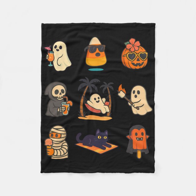 Summerween Ghost Pumpkin Halloween Spooky Summer T Fleecedecke (Vorderseite)