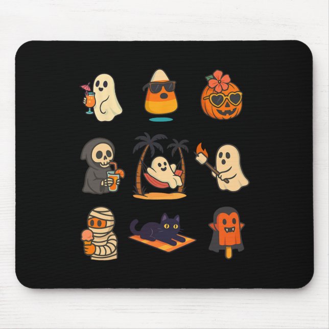 Summerween Ghost Pumpkin Halloween Spooky Summer T Mousepad (Vorne)
