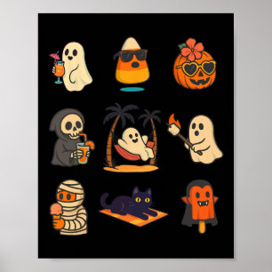 Summerween Ghost Pumpkin Halloween Spooky Summer T Poster