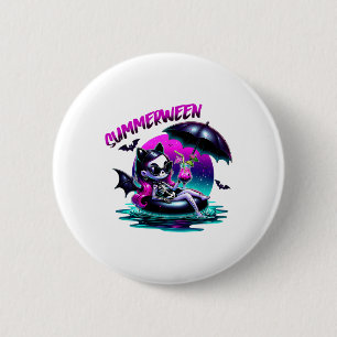 Summerween Ghost Summer Halloween Vibes Girls Wome Button