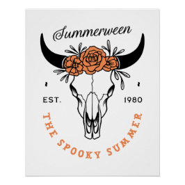 Summerween gruseliger Sommer-Blumen-Schädel-Ästhet Poster