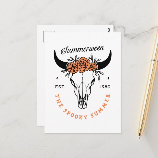 Summerween Halloween-Party-Schädel Postkarte (Vorderseite/Rückseite Beispiel)