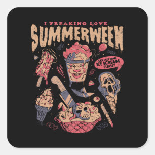 Summerween - Lustige Goth-Horrorfilme Halloween T- Quadratischer Aufkleber
