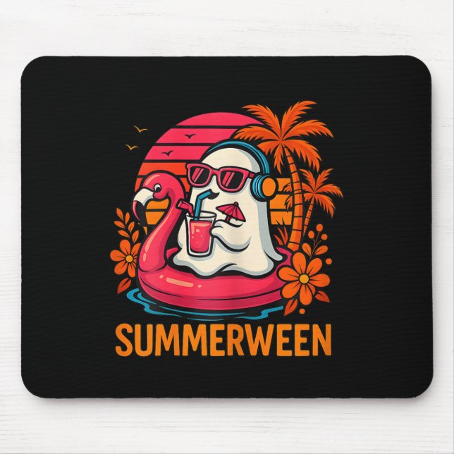 Summerween Lustiger Geist Halloween Sommer Flaming Mousepad (Vorne)