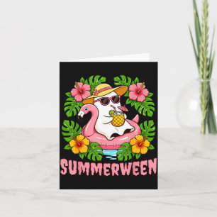 Summerween Lustiger Geist Halloween Sommer Floral Karte