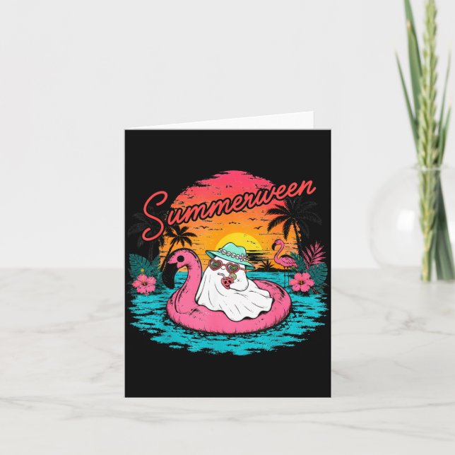 Summerween Lustiger Geist Sommer Halloween Urlaub Karte (Vorderseite)