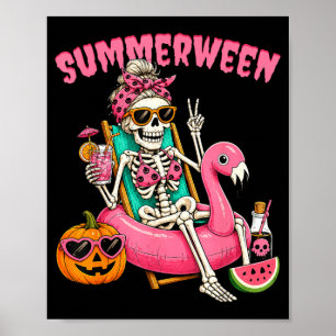 Summerween Lustiges Mädchen Skelett Coquette Leopa Poster