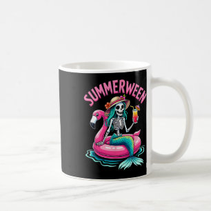 Summerween Mermaid Skeleton Beach Flamingo Hallowe Kaffeetasse