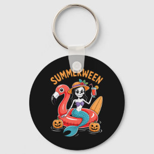 Summerween Mermaid Skeleton Beach Flamingo Hallowe Schlüsselanhänger