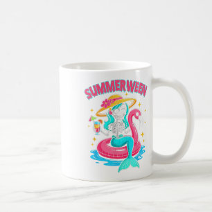 Summerween Mermaid Skeleton Halloween Flamingo Sum Kaffeetasse