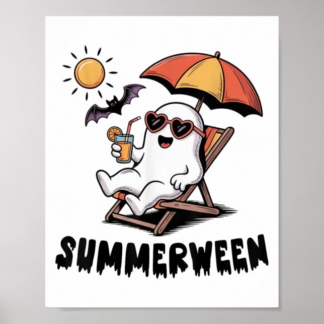 Summerween Niedlich Spookhom mit Sommervibes für Poster (Vorne)