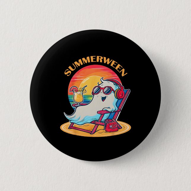Summerween Niedlich Spooky Summer Ghost Halloween  Button (Vorderseite)