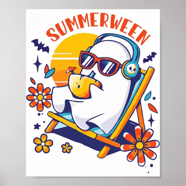 Summerween Niedlich Spooky Summer Ghost Halloween  Poster (Vorne)