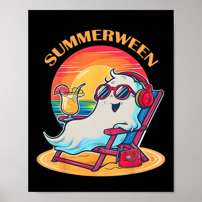 Summerween Niedlich Spooky Summer Ghost Halloween  Poster (Vorne)