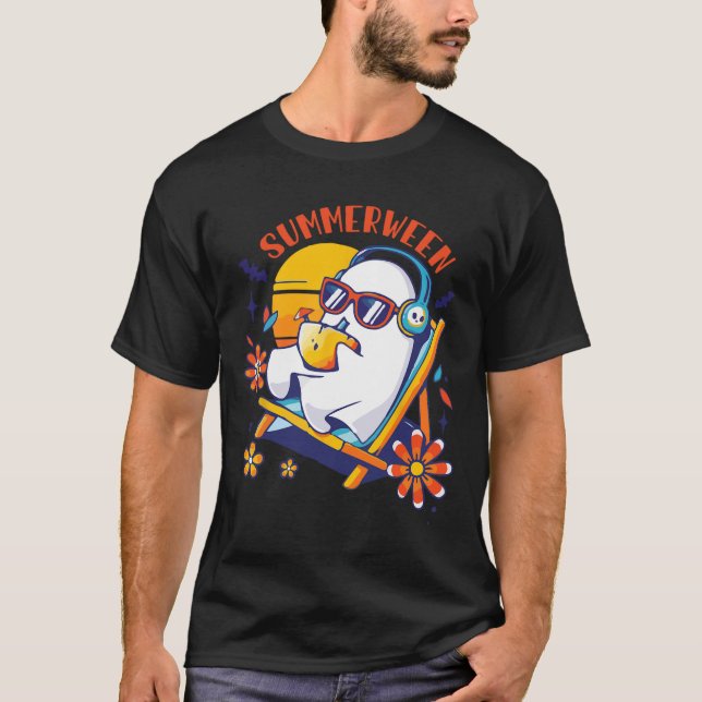 Summerween Niedlich Spooky Summer Ghost Halloween  T-Shirt (Vorderseite)