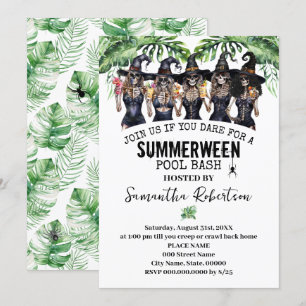 Summerween-Party-Hexen-Mädchen-Pool-Bash Einladung