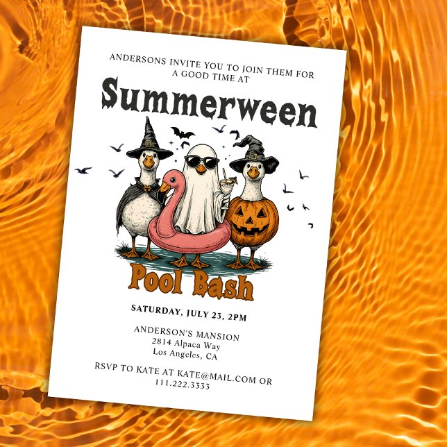 Summerween Pool Bash Summer Halloween-Party Einladung (Von Creator hochgeladen)