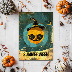 Summerween Retro Hexenhaft Sonne Gruseliger Sommer Postkarte
