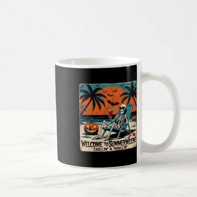 Summerween Skeleton Beach Halloween Tropical Art 1 Kaffeetasse (Rechts)
