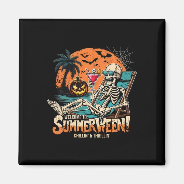 Summerween Skeleton Beach Halloween Tropical Art Magnet (Vorne)