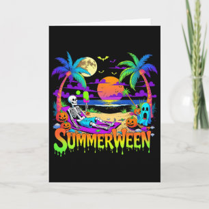 Summerween Skeleton Ghost Beach Funny Spooky Hallo Karte