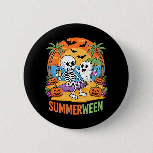 Summerween Skeleton Ghost Beach Halloween-Party Fu Button